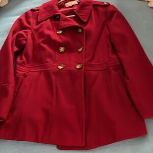 Michael Kors size XL dark red wool blend pea coat